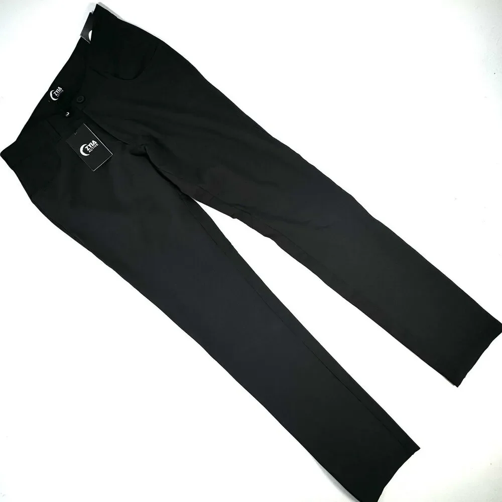 NWT New Zyia Active Mens Black Office Chino Pants Size Small 32